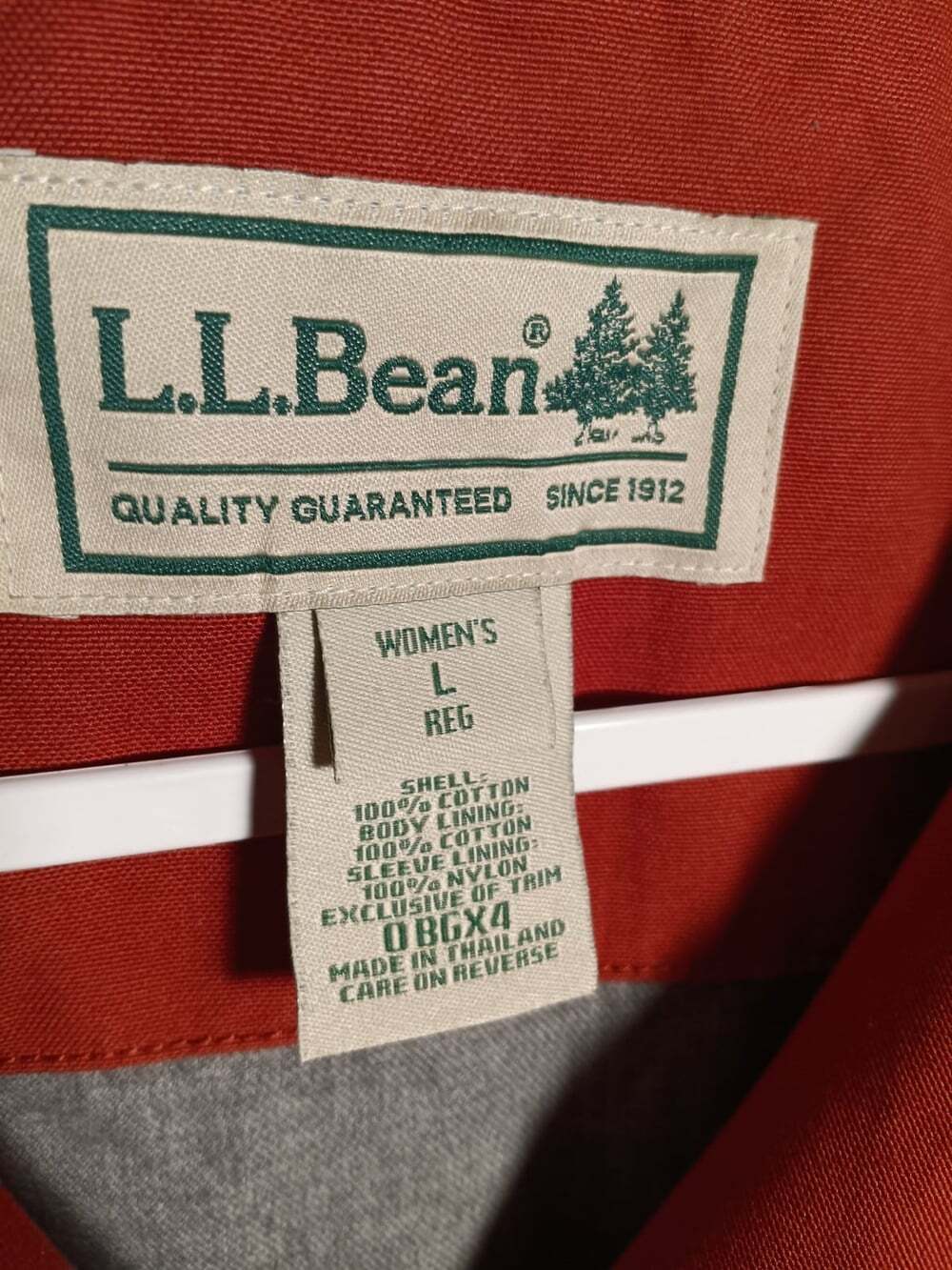 LL Bean Chore Jacket Size Large Red Canvas Barn Field Coat Corduroy Thinsulate - Picture 4 of 7